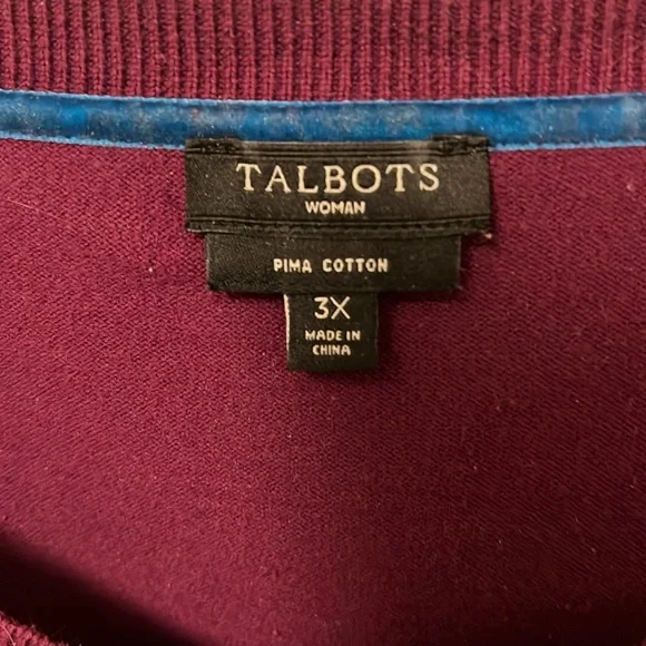 Talbots Pima Cotton Cardigan 3X - Wine Red - Picture 2 of 2